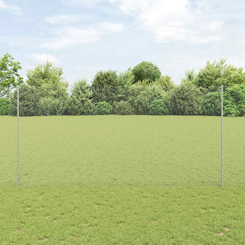 vidaXL Kerítés oszlopokkal Ezüst 1.6 x 10 m Acél