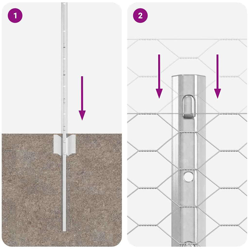 vidaXL Kerítés és Oszlop Ezüst 0,4 x 25 m Acél