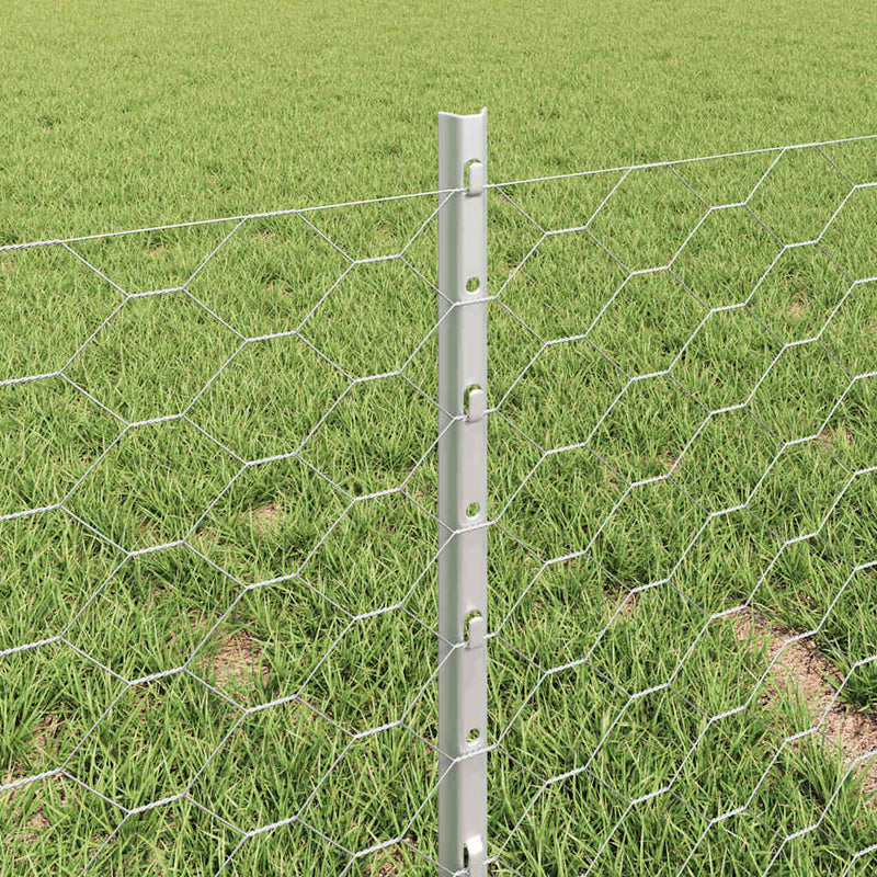 vidaXL Kerítés oszlopokkal Ezüst 0,4 x 25 m Acél