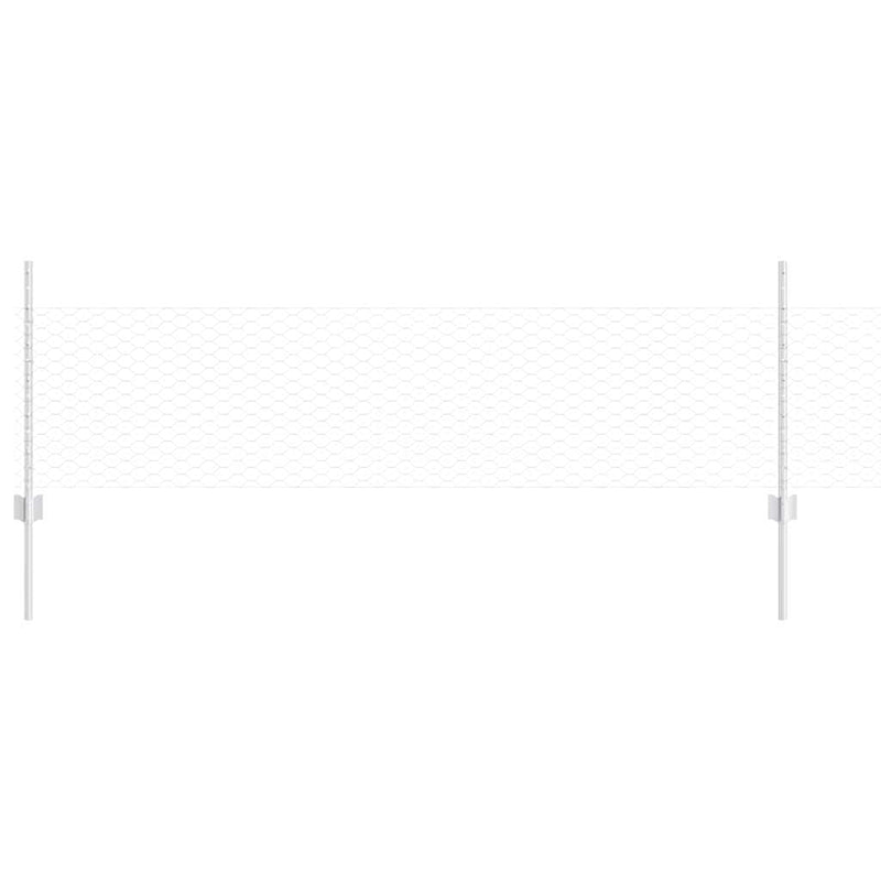 vidaXL Kerítés oszlopokkal Ezüst 0.5 x 25 m Acél