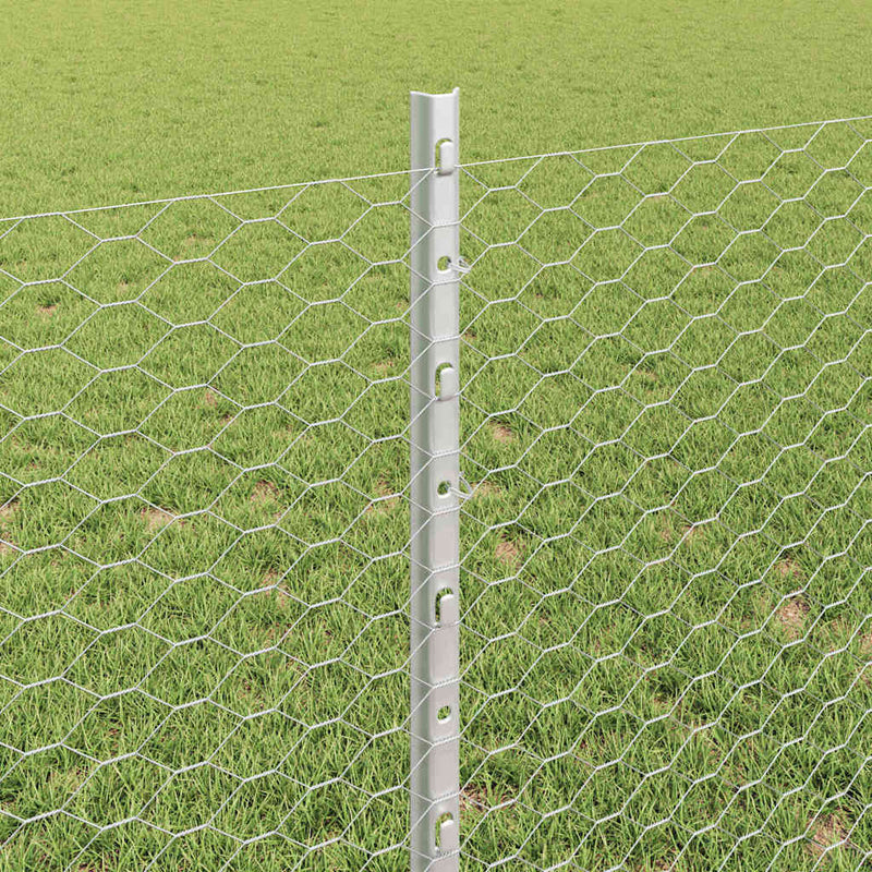 vidaXL Kerítés oszlopokkal Ezüst 0.8 x 25 m Acél