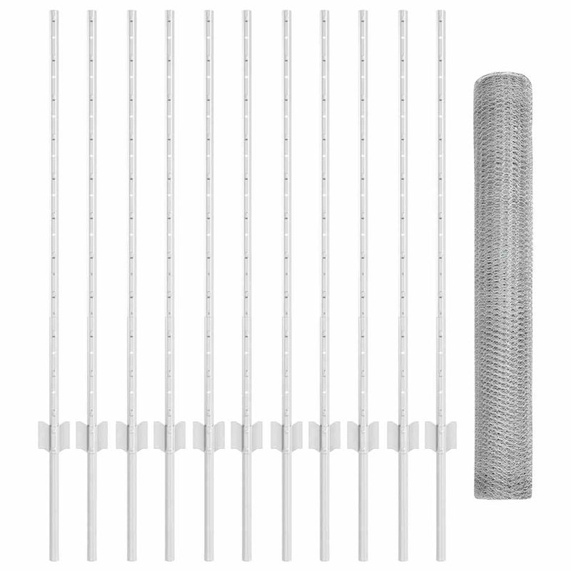 vidaXL Kerítés oszlopokkal Ezüst 1 x 25 m Acél