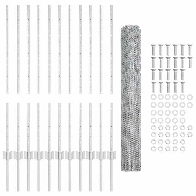 vidaXL Kerítés oszlopokkal Ezüst 1 x 25 m Acél