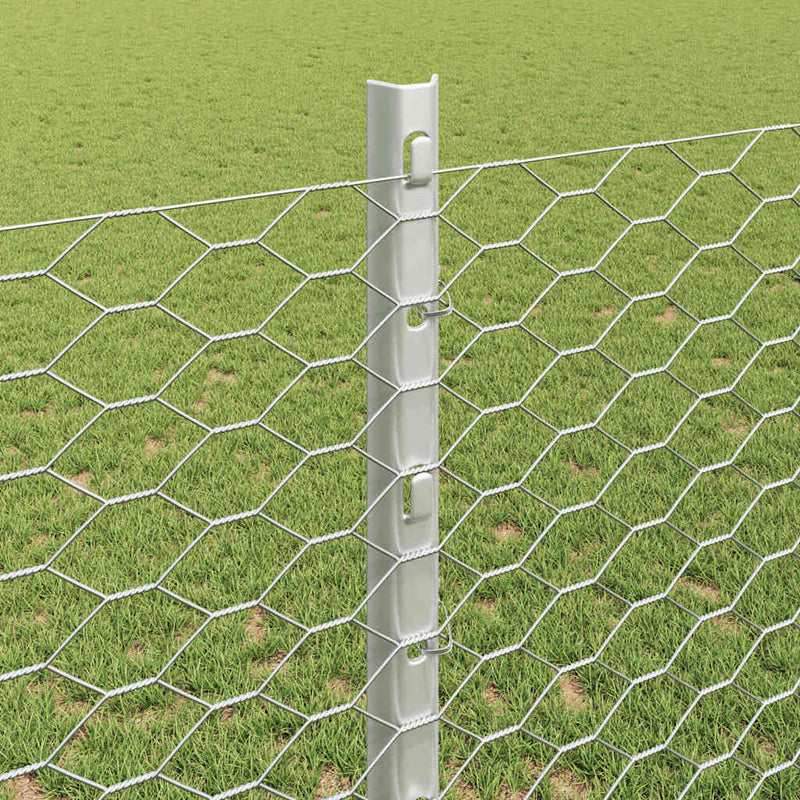 vidaXL Kerítés oszlopokkal Ezüst 1.2 x 25 m Acél