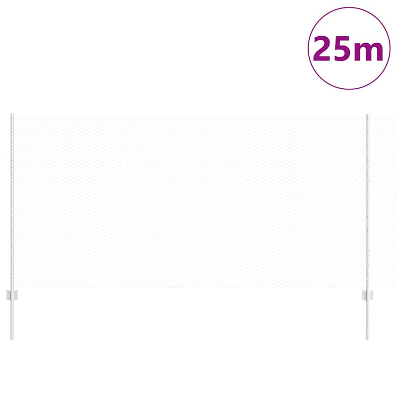 vidaXL Kerítés oszlopokkal Ezüst 1.2 x 25 m Acél
