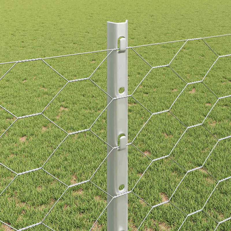 vidaXL Kerítés oszlopokkal Ezüst 1.2 x 25 m Acél