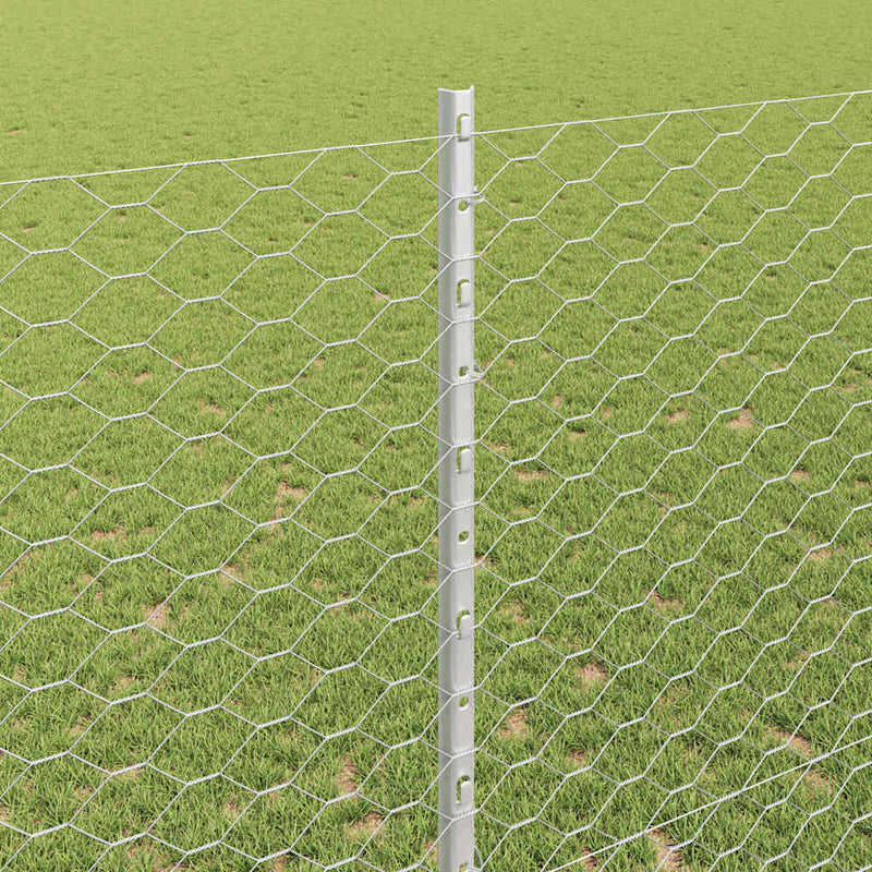 vidaXL Kerítés oszlopokkal Ezüst 1.4 x 25 m Acél