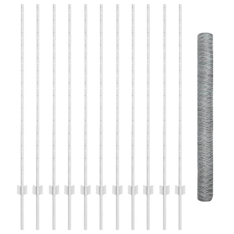 vidaXL Kerítés oszlopokkal Ezüst 1.4 x 25 m Acél