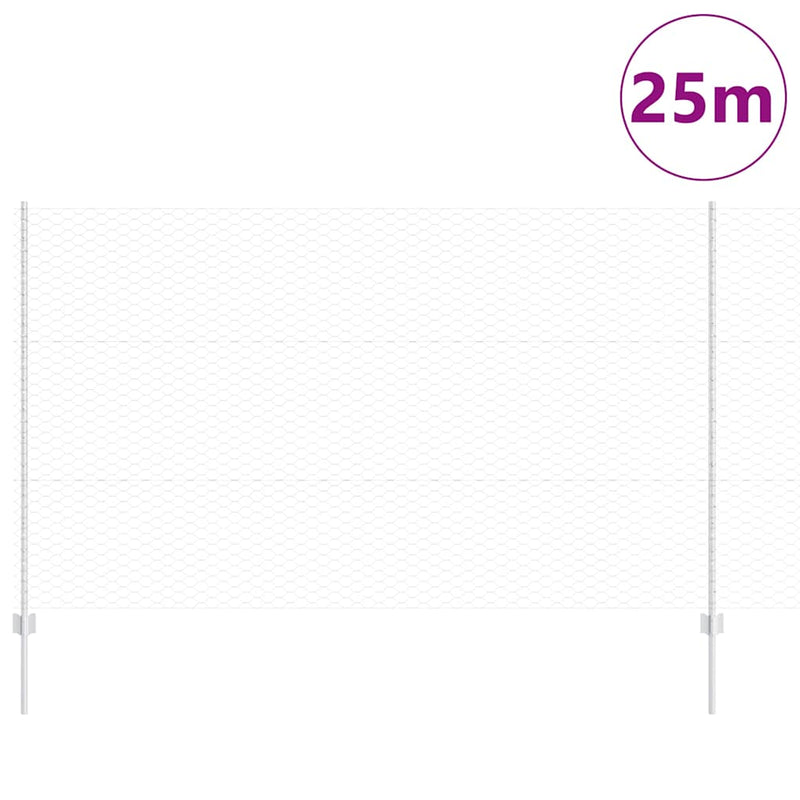 vidaXL Kerítés oszlopokkal Ezüst 1.4 x 25 m Acél