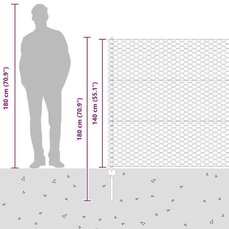 vidaXL Kerítés oszlopokkal Ezüst 1.4 x 25 m Acél