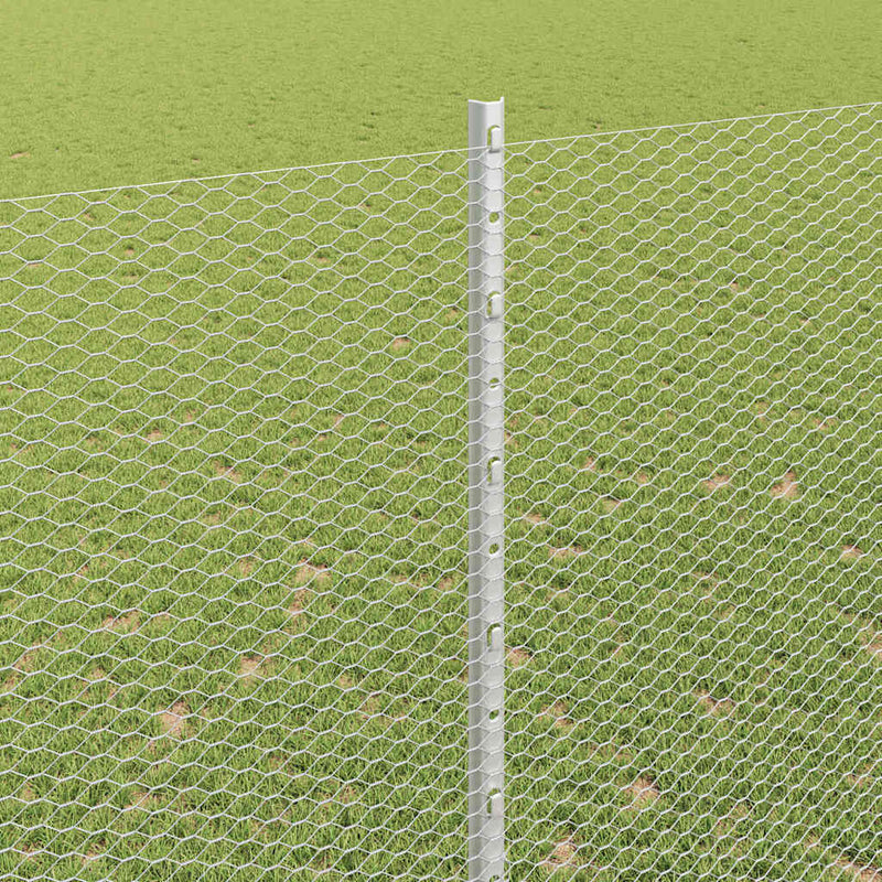 vidaXL Kerítés oszlopokkal Ezüst 1.5 x 25 m Acél