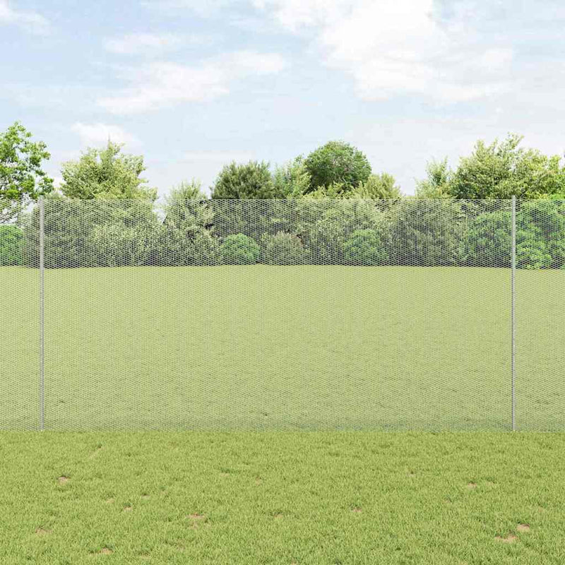 vidaXL Kerítés oszlopokkal Ezüst 1.5 x 25 m Acél