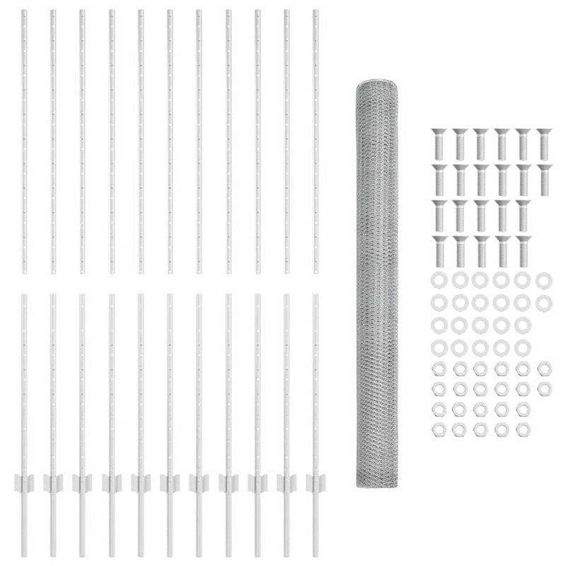 vidaXL Kerítés oszlopokkal Ezüst 1.5 x 25 m Acél