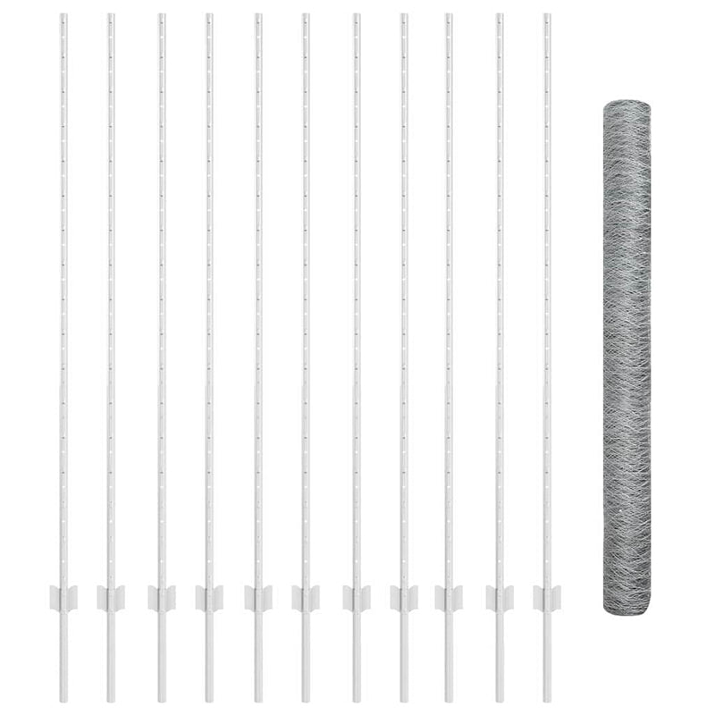 vidaXL Kerítés oszlopokkal Ezüst 1.5 x 25 m Acél