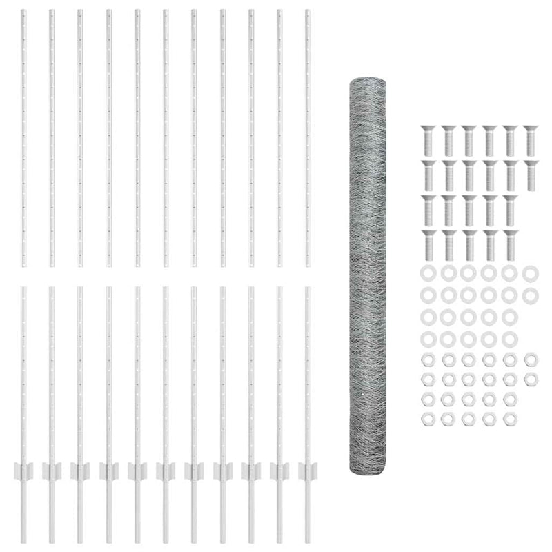 vidaXL Kerítés oszlopokkal Ezüst 1.6 x 25 m Acél