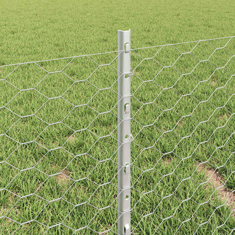 vidaXL Kerítés oszlopokkal Ezüst 0.4 x 50 m Acél