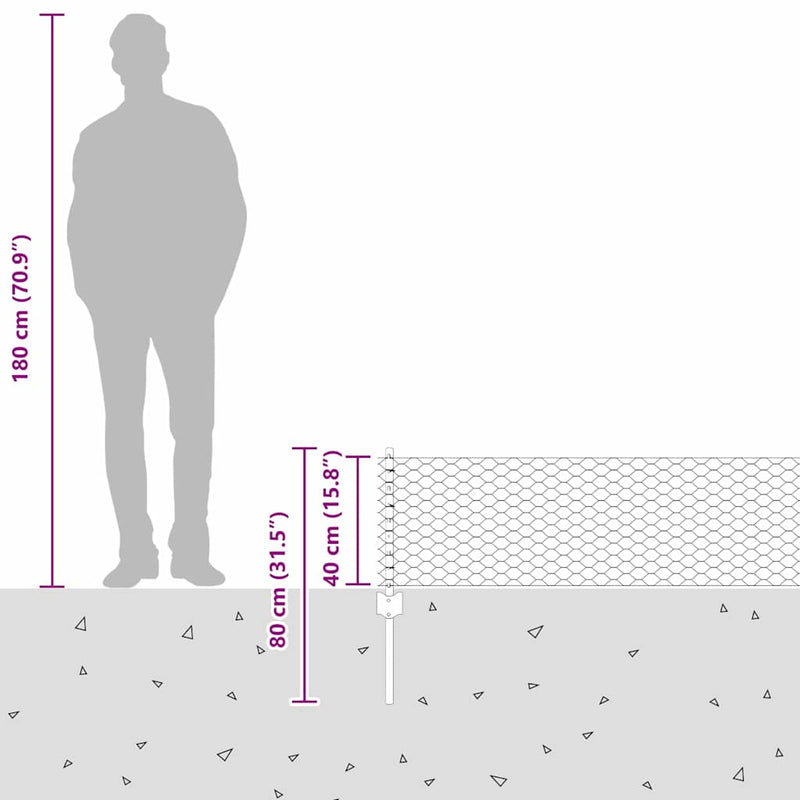 vidaXL Kerítés oszlopokkal Ezüst 0.4 x 50 m Acél