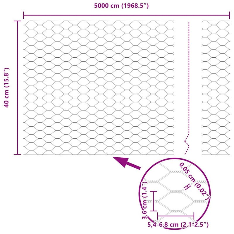vidaXL Kerítés oszlopokkal Ezüst 0.4 x 50 m Acél