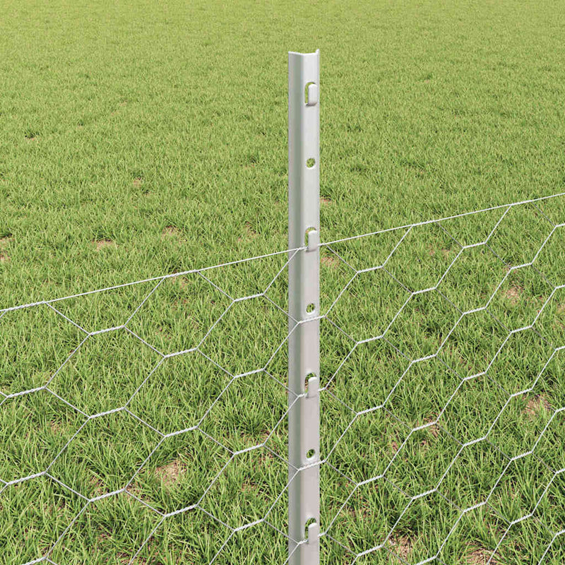 vidaXL Kerítés oszlopokkal Ezüst 0.5 x 50 m Acél