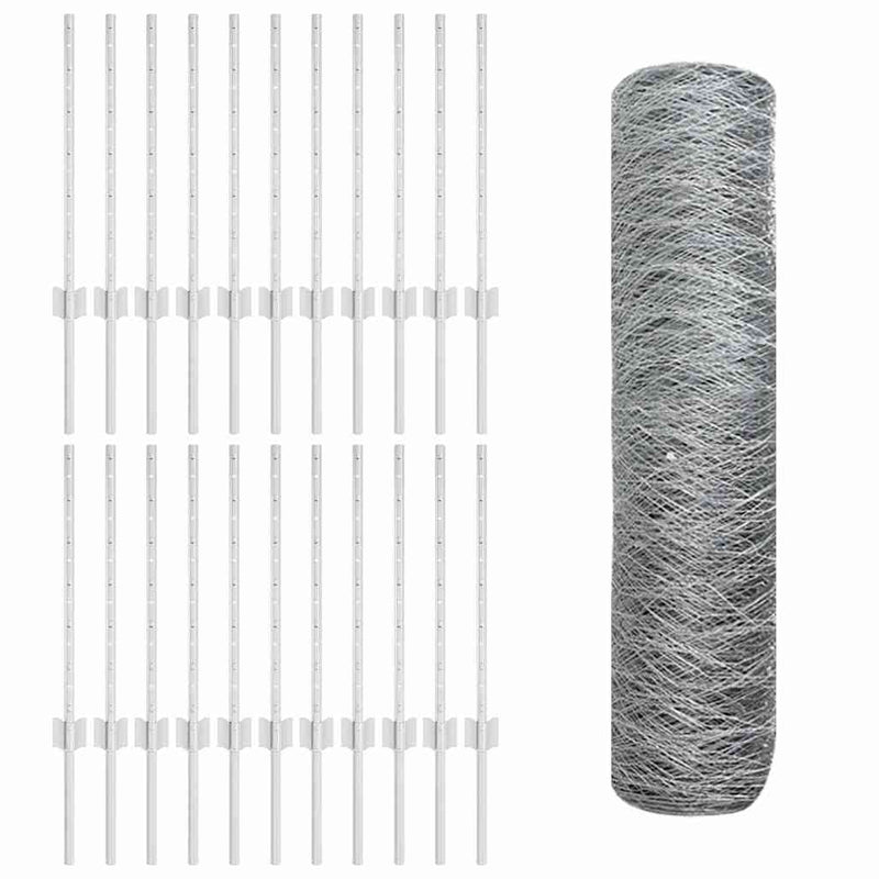 vidaXL Kerítés oszlopokkal Ezüst 0.5 x 50 m Acél