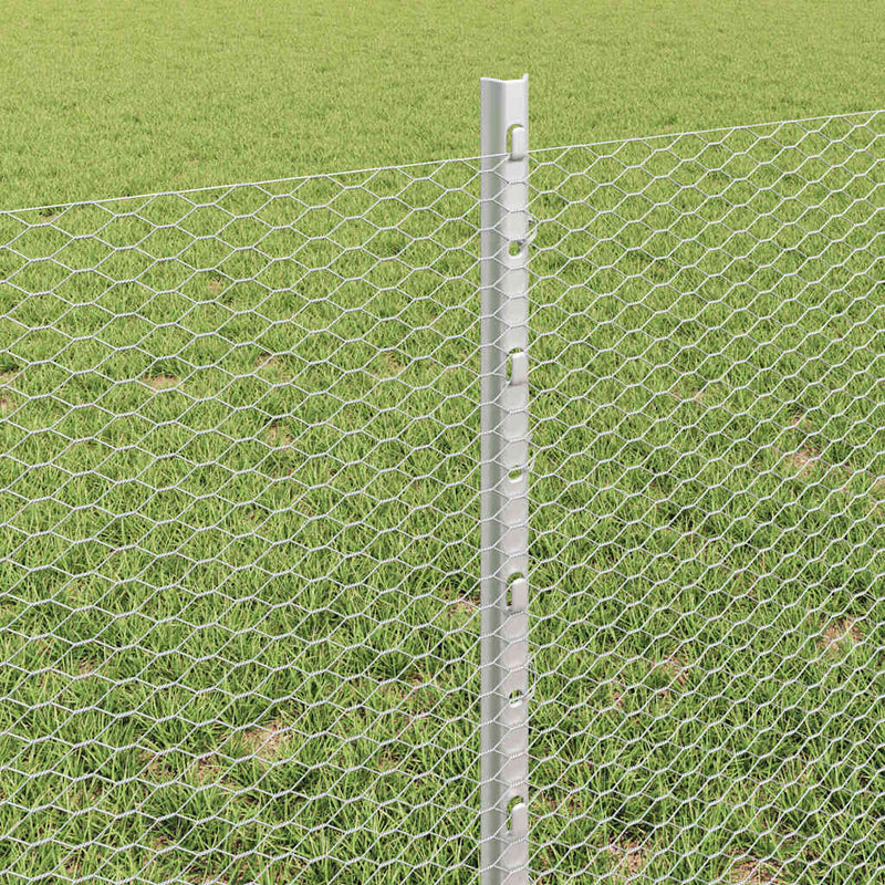 vidaXL Kerítés oszlopokkal Ezüst 0.6 x 50 m Acél