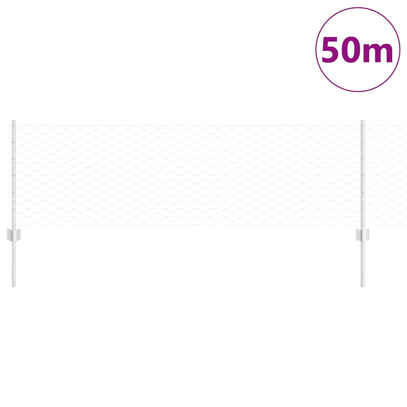 vidaXL Kerítés oszlopokkal Ezüst 0.6 x 50 m Acél