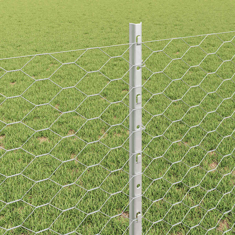 vidaXL Kerítés és Oszlop Ezüst 0,8 x 50 m Acél