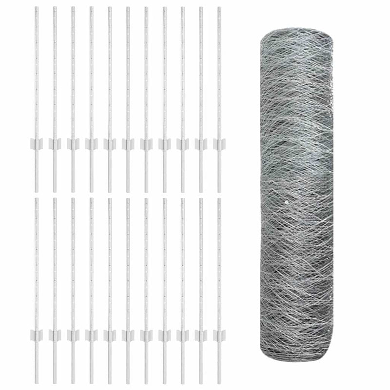 vidaXL Kerítés oszlopokkal Ezüst 0.8 x 50 m Acél