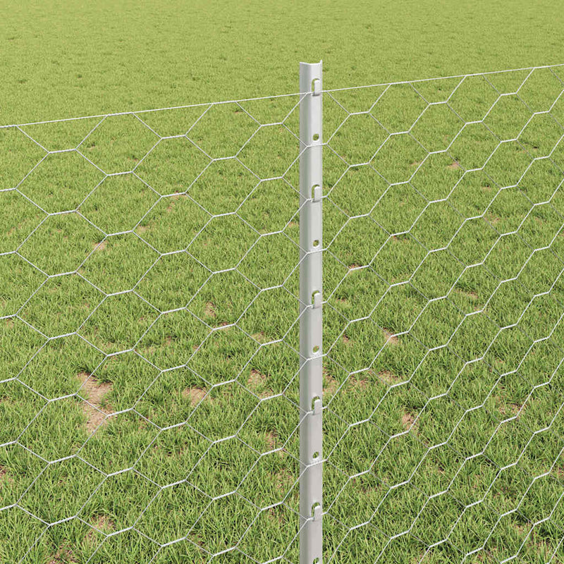 vidaXL Kerítés oszlopokkal Ezüst 1 x 50 m Acél