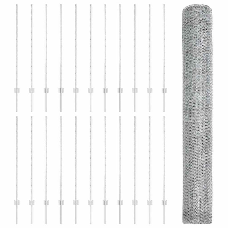 vidaXL Kerítés oszlopokkal Ezüst 1.2 x 50 m Acél
