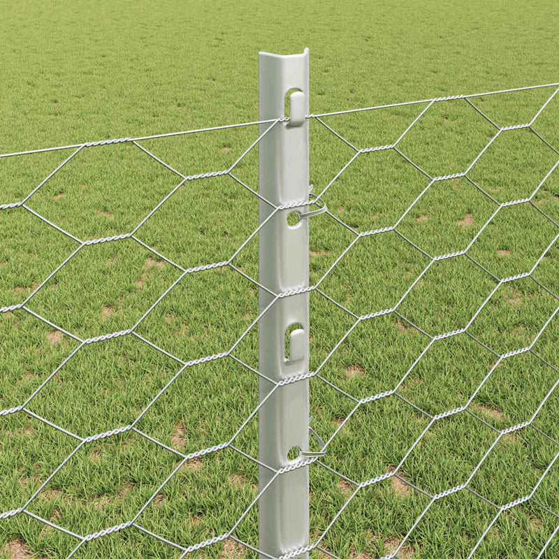 vidaXL Kerítés oszlopokkal Ezüst 1.2 x 50 m Acél