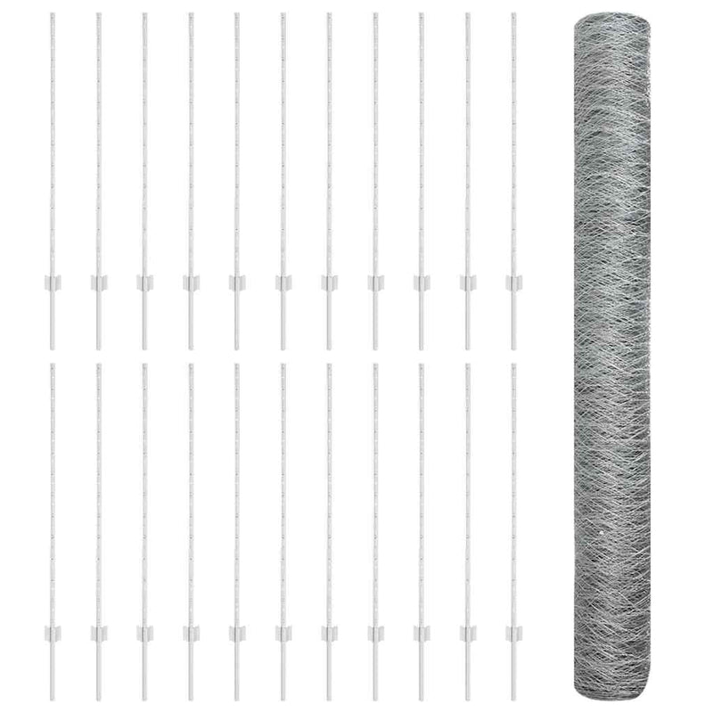 vidaXL Kerítés oszlopokkal Ezüst 1.2 x 50 m Acél