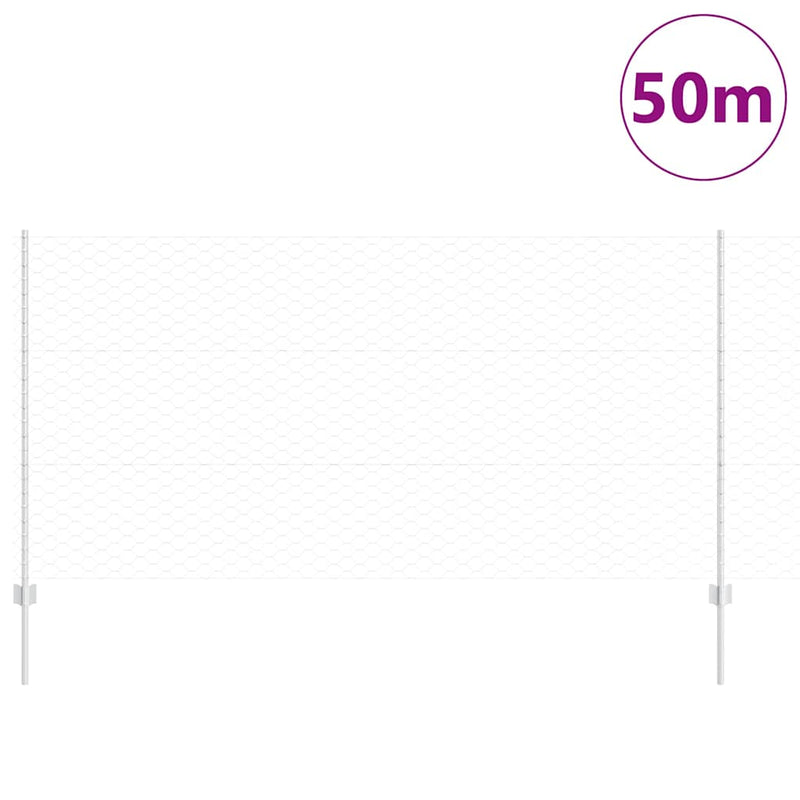 vidaXL Kerítés oszlopokkal Ezüst 1.2 x 50 m Acél