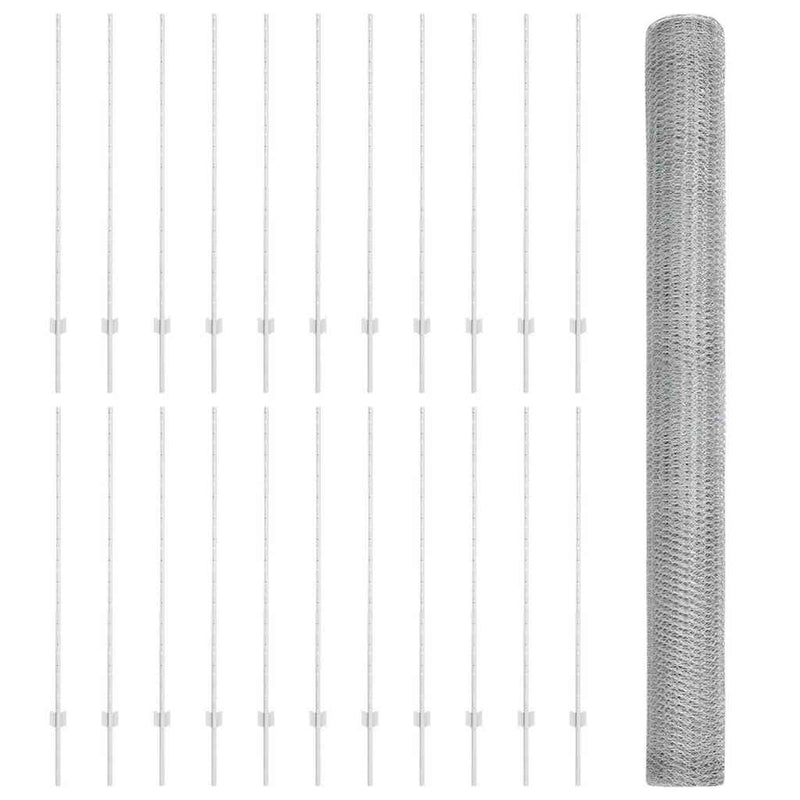 vidaXL Kerítés oszlopokkal Ezüst 1.4 x 50 m Acél