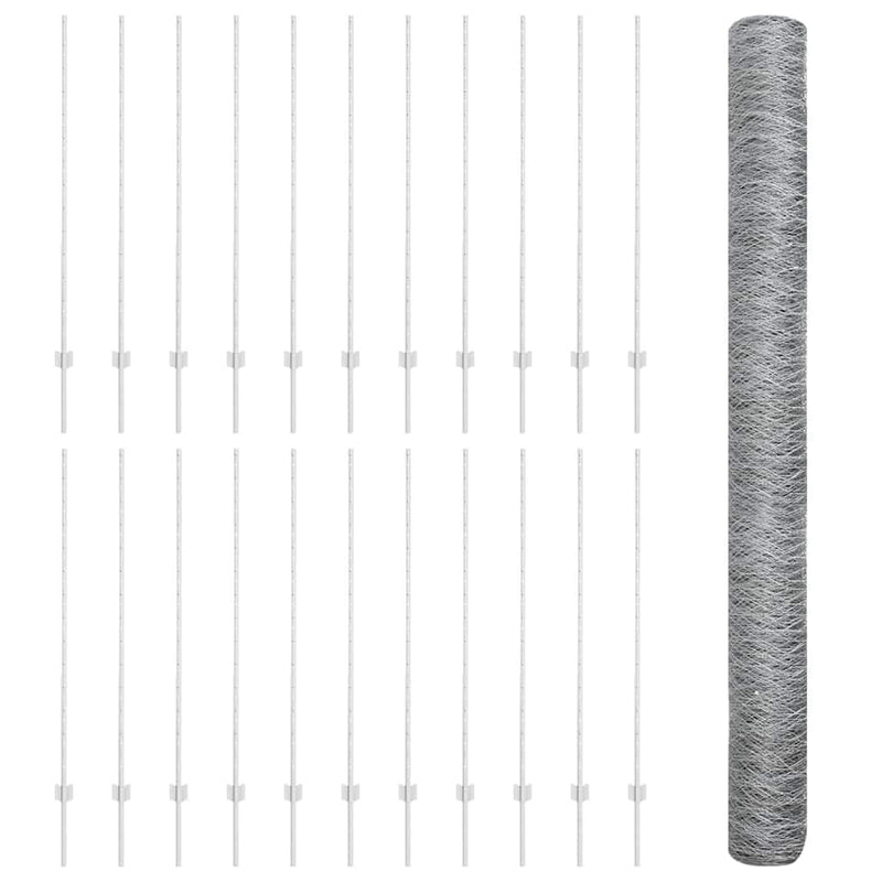 vidaXL Kerítés oszlopokkal Ezüst 1.4 x 50 m Acél