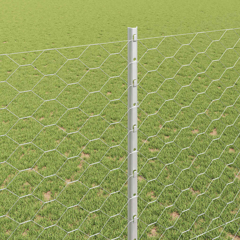 vidaXL Kerítés oszlopokkal Ezüst 1.5 x 50 m Acél