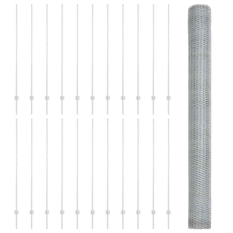 vidaXL Kerítés oszlopokkal Ezüst 1.6 x 50 m Acél