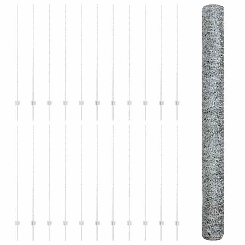 vidaXL Kerítés oszlopokkal Ezüst 1.6 x 50 m Acél