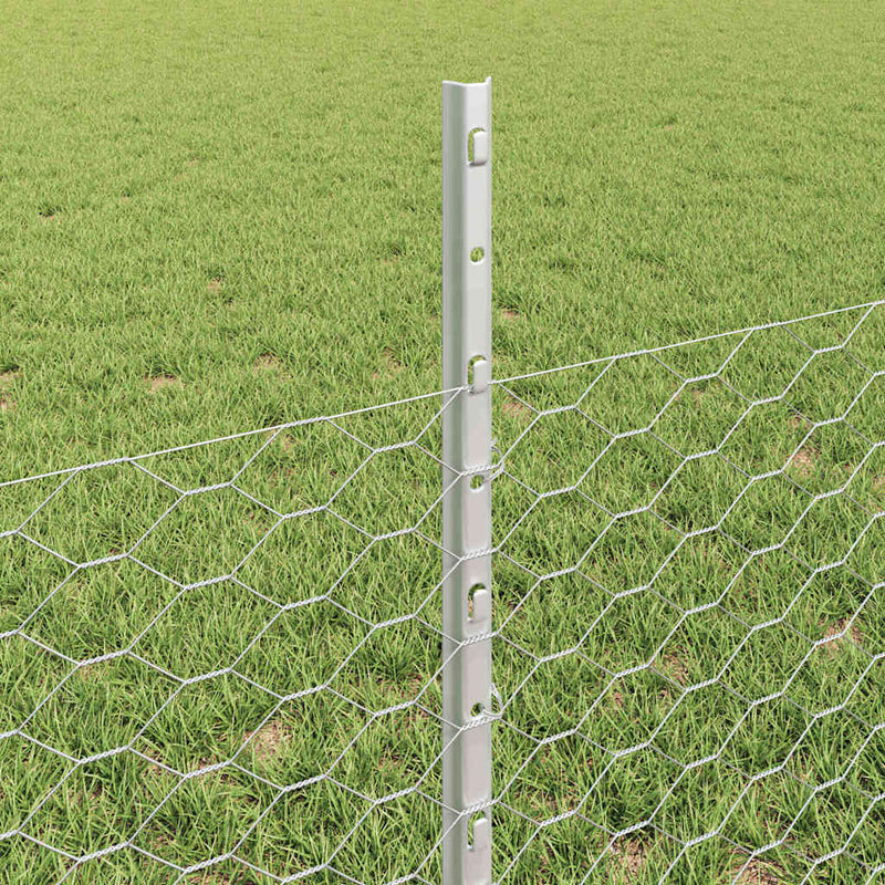 vidaXL Kerítés oszlopokkal Ezüst 0.5 x 100 m Acél