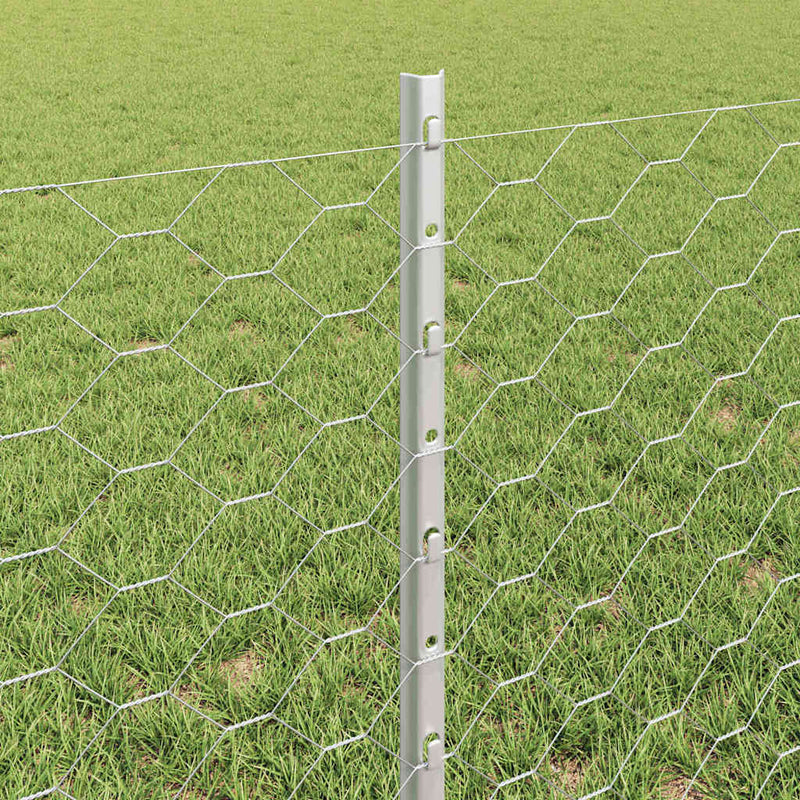 vidaXL Kerítés oszlopokkal Ezüst 0.6 x 100 m Acél