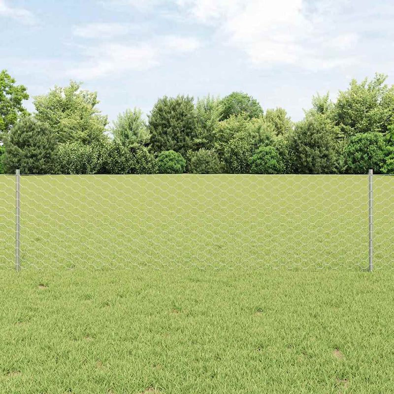 vidaXL Kerítés oszlopokkal Ezüst 0.6 x 100 m Acél