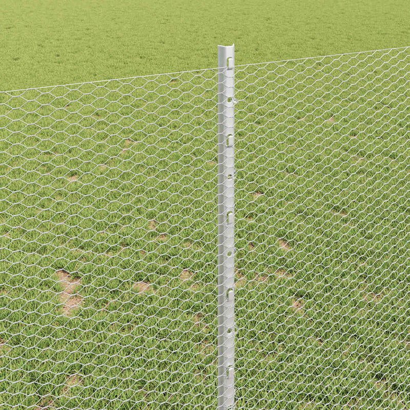 vidaXL Kerítés oszlopokkal Ezüst 1 x 100 m Acél