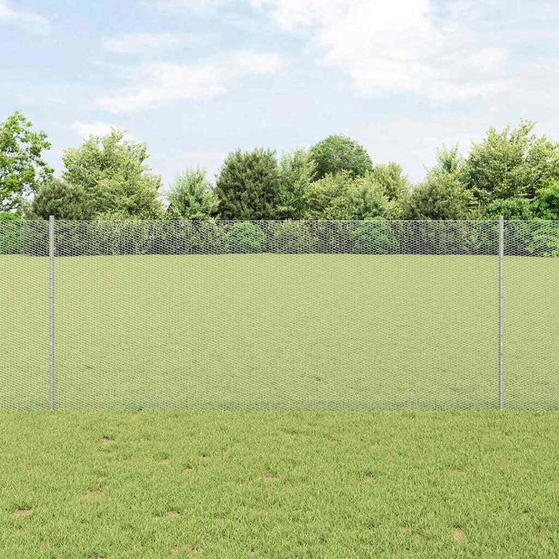 vidaXL Kerítés oszlopokkal Ezüst 1 x 100 m Acél