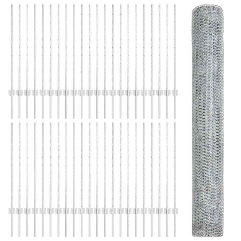 vidaXL Kerítés és Oszlop Ezüst 1 x 100 m Acél