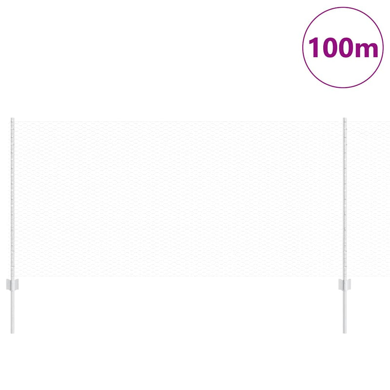 vidaXL Kerítés oszlopokkal Ezüst 1 x 100 m Acél