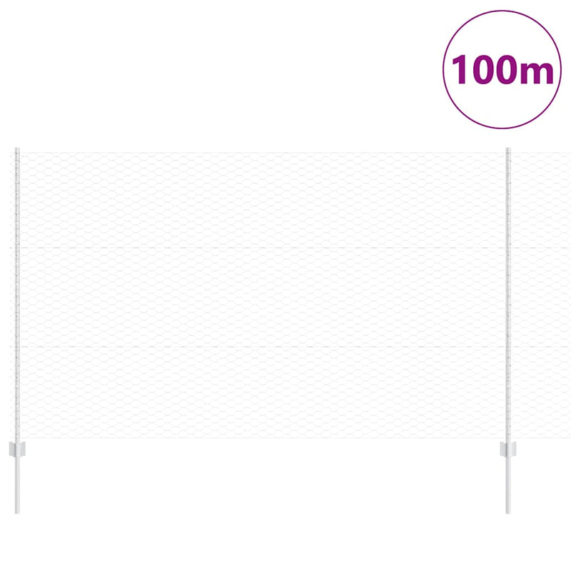 vidaXL Kerítés oszlopokkal Ezüst 1.4 x 100 m Acél