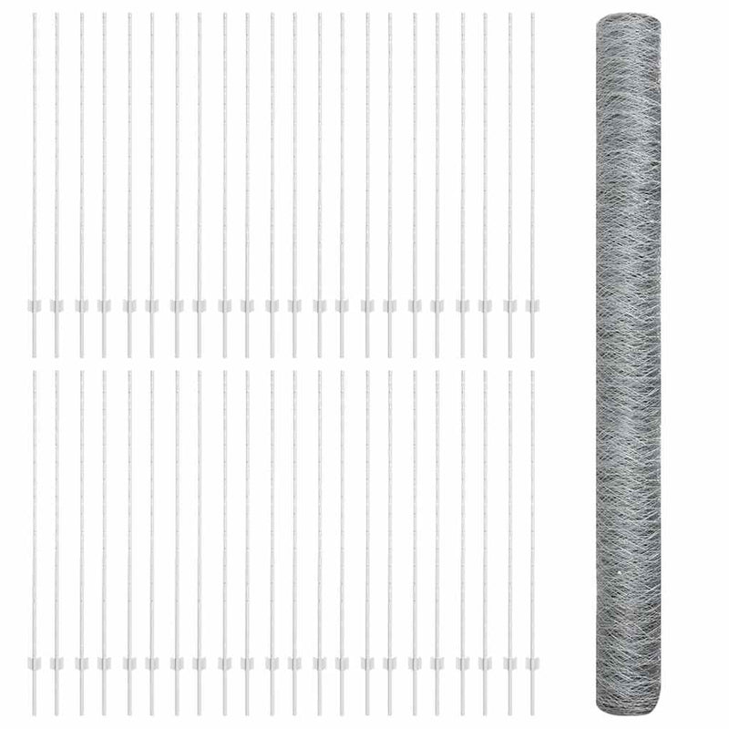 vidaXL Kerítés oszlopokkal Ezüst 1.5 x 100 m Acél