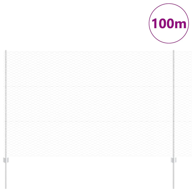vidaXL Kerítés oszlopokkal Ezüst 1.5 x 100 m Acél