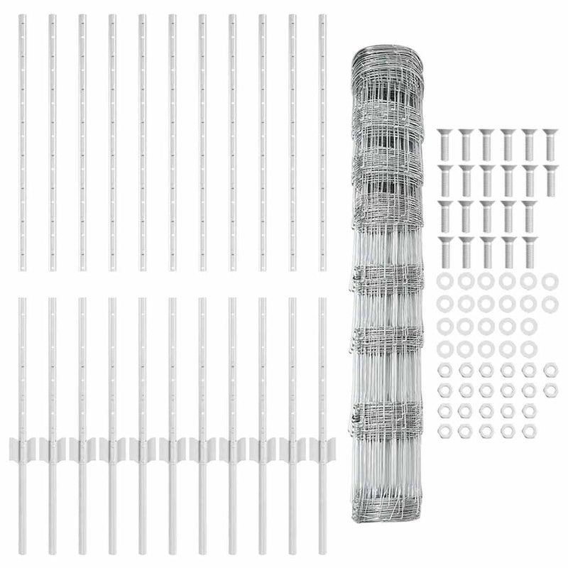 vidaXL Kerítés oszlopokkal Ezüst 1 x 25 m Acél