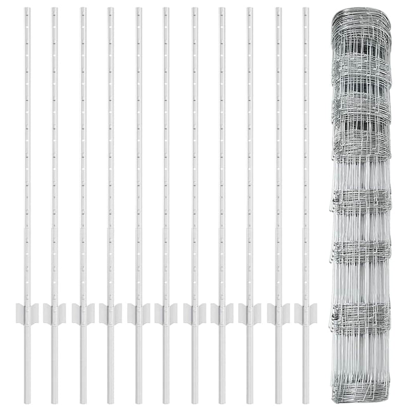 vidaXL Kerítés oszlopokkal Ezüst 1 x 25 m Acél